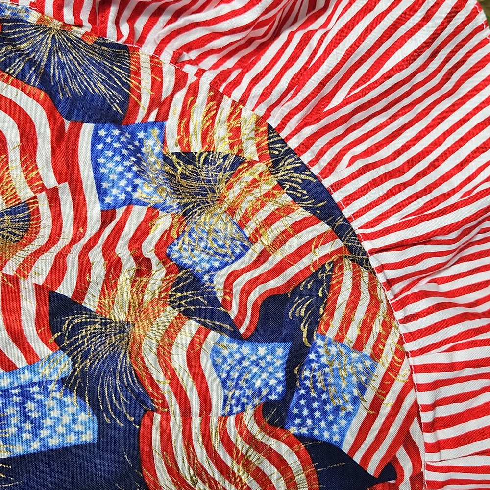 Patriotic Flag Firework USA TABLE CLOTH with Ruffled Edges